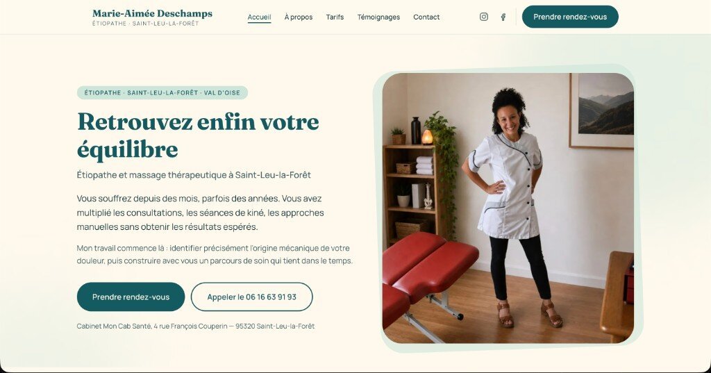 Site web de Marie-Aimée Deschamps, Étiopathe, Saint-Leu-la-Forêt